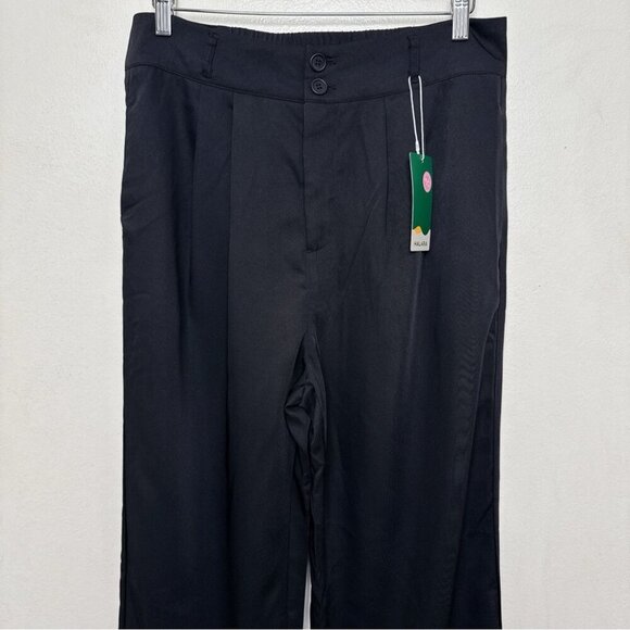 Halara Womens 44 Tapered High Waisted Button Straight Leg Trouser In Black - Picture 3 of 14